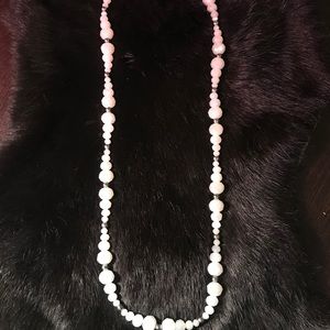 White and small dark metal beaded necklace